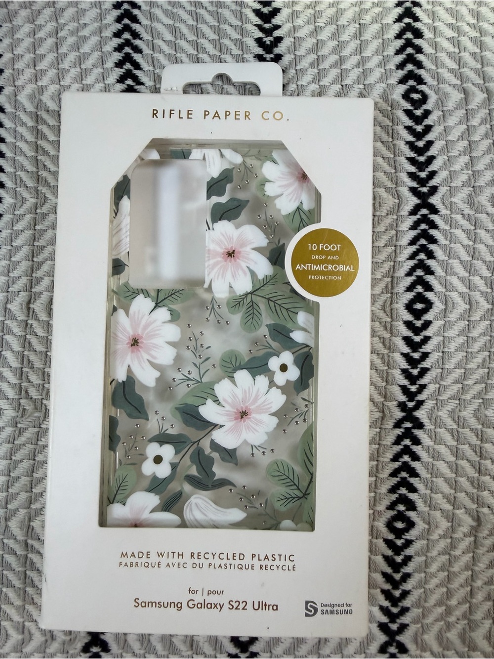 Rifle Paper Co. Floral Case in Sage Green, Pink & White Samsung galaxy 22 ultra